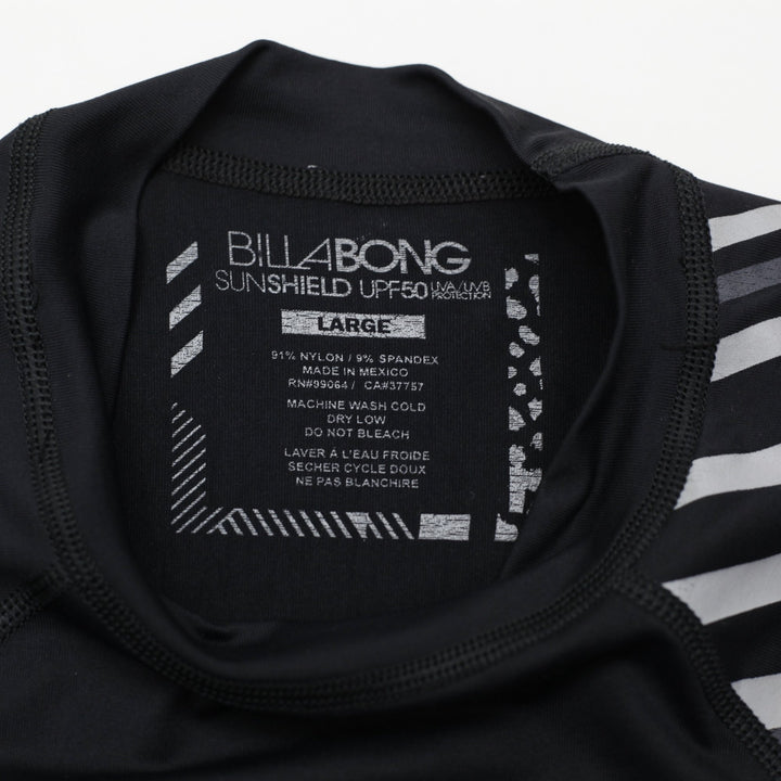Mens Billabong Rash Guard Black UPF 50 Sun Protection Swimwear Size L
