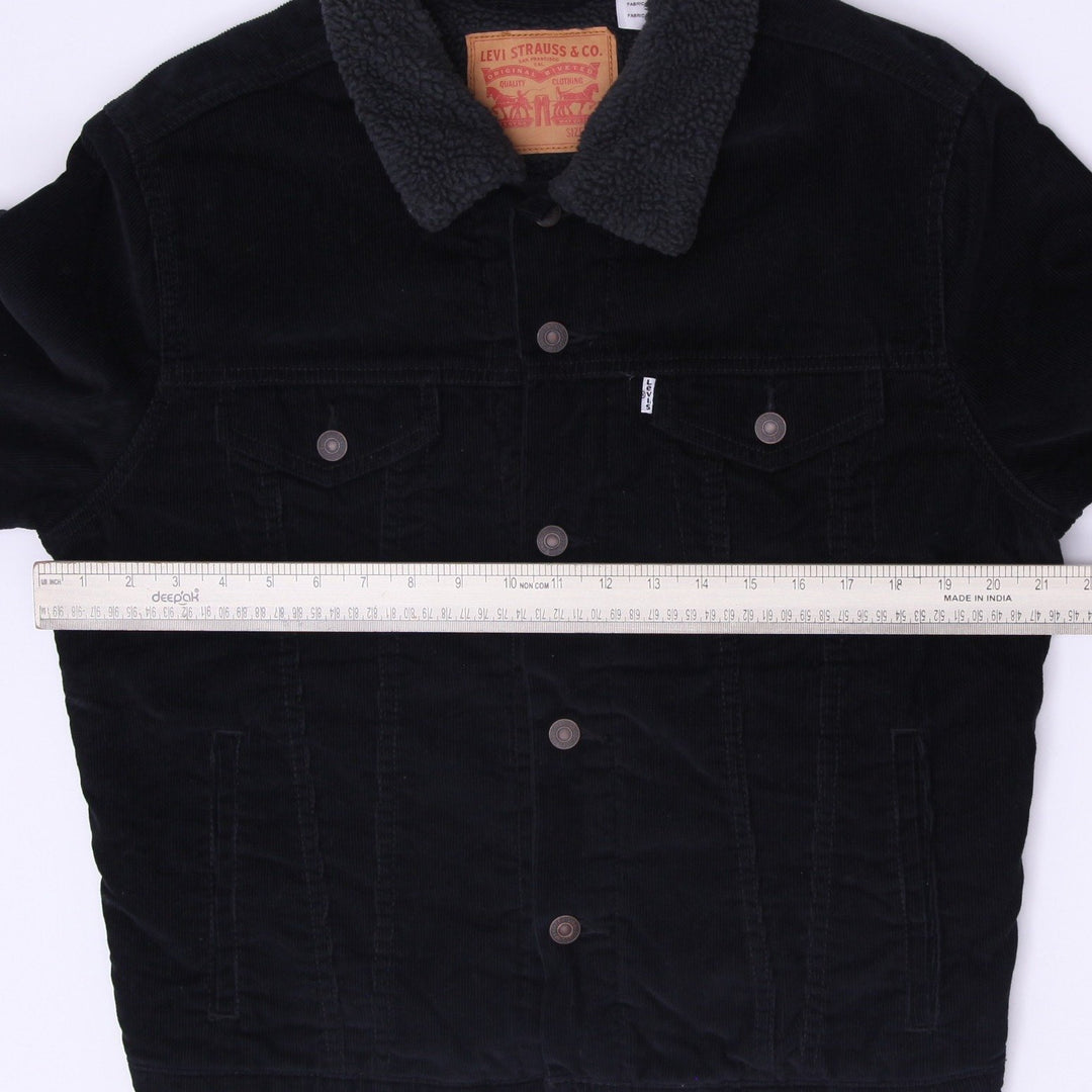 Mens Levi Strauss Levi's Black Corduroy Sherpa Trucker Jacket Size S