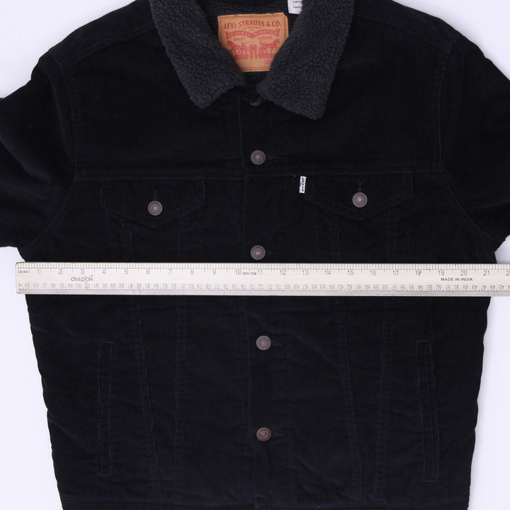 Mens Levi Strauss Levi's Black Corduroy Sherpa Trucker Jacket Size S
