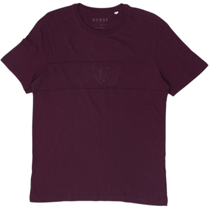 Mens Guess Los Angeles Men's Tonal Logo T-Shirt Burgundy Maroon