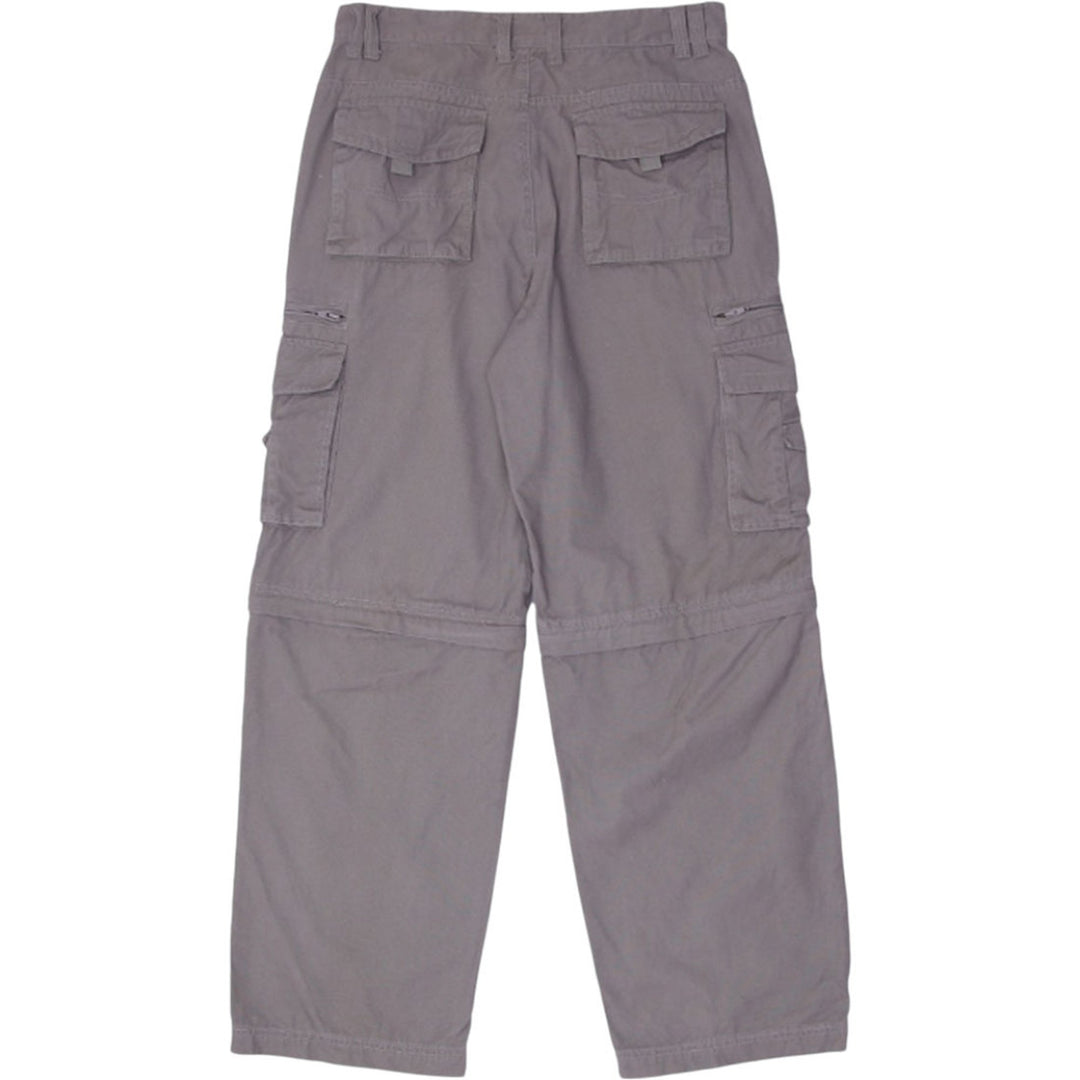 Mens Easy Fit Convertible Cargo Pants Gray Zip Off Pockets Utility