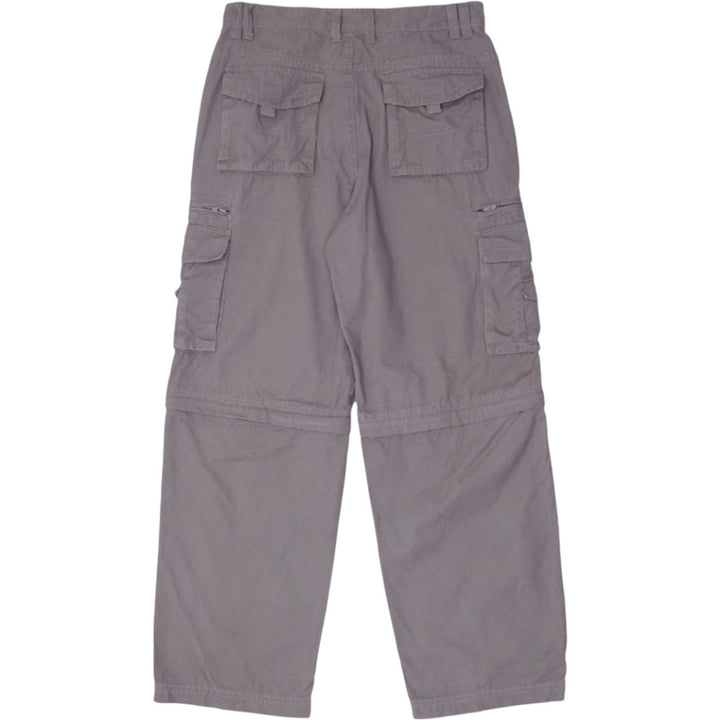 Mens Easy Fit Convertible Cargo Pants Gray Zip Off Pockets Utility