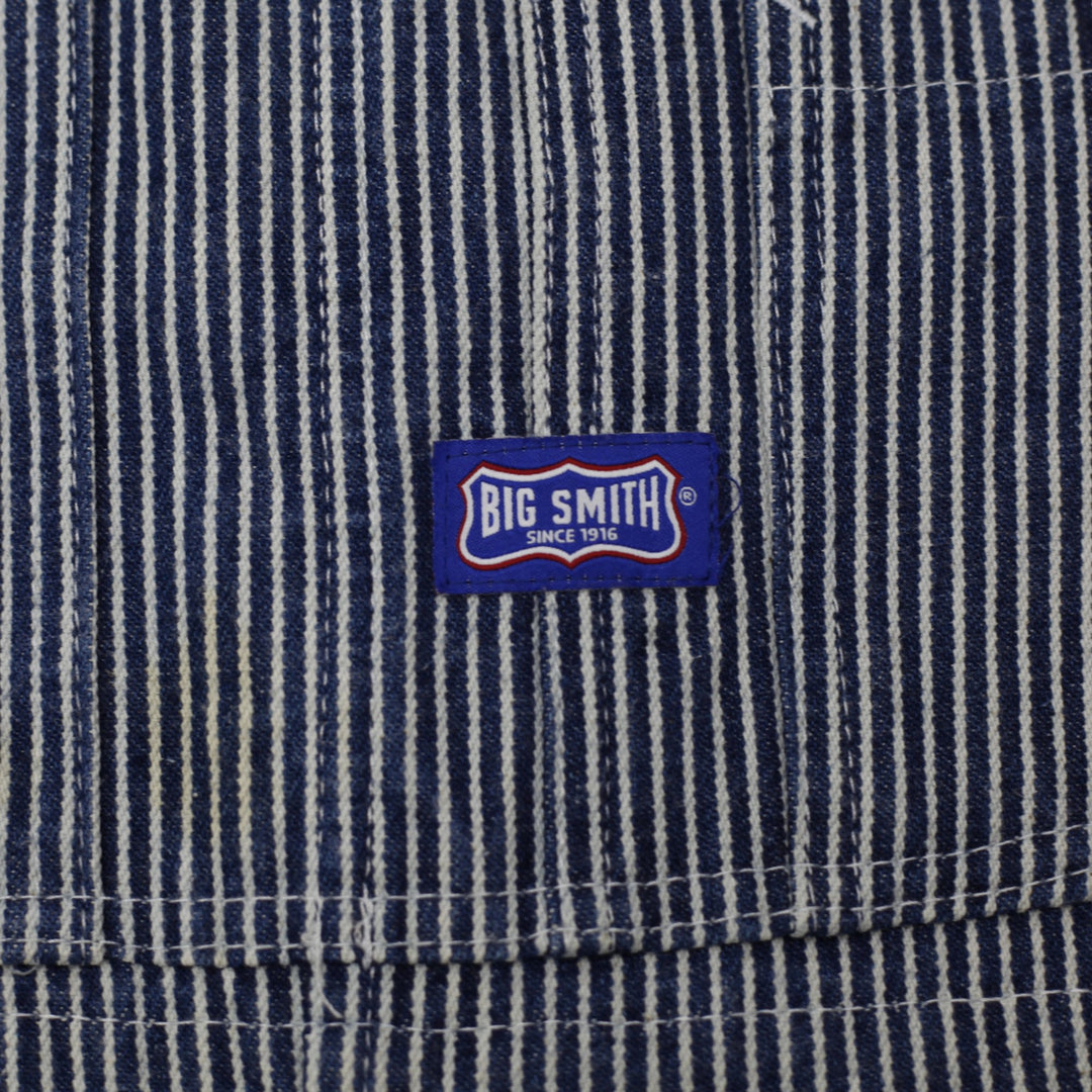 Vintage Big Smith Hickory Stripe Bib Overall Made From 100% Cotton 38 X 30 | Migration_Pants - Detail View | Fashion Rerun