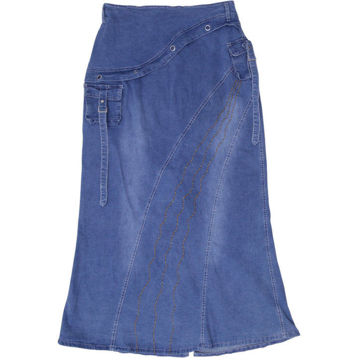 Y2K Boho Denim Midi Skirt Size XL | Migration_Skirts | Fashion Rerun