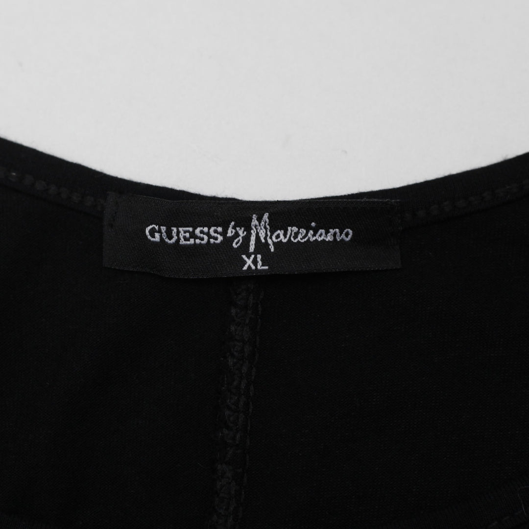Y2K Ladies Guess by Marciano Bedazzled Crystal Spellout Top Size XL