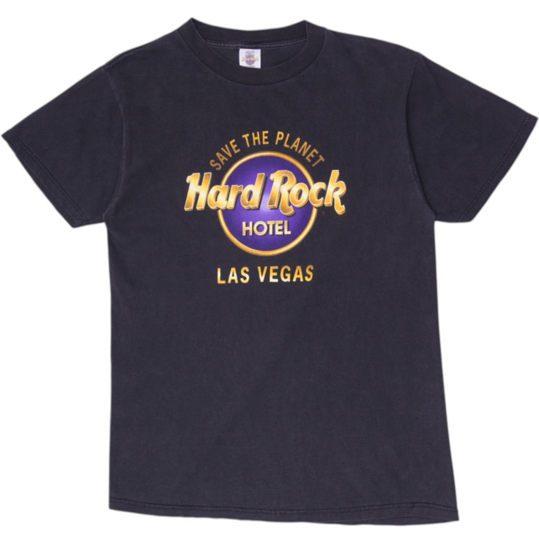 Vintage 90s Hard Rock Hotel Las Vegas Save The Planet T-Shirt Large Black Winterland USA