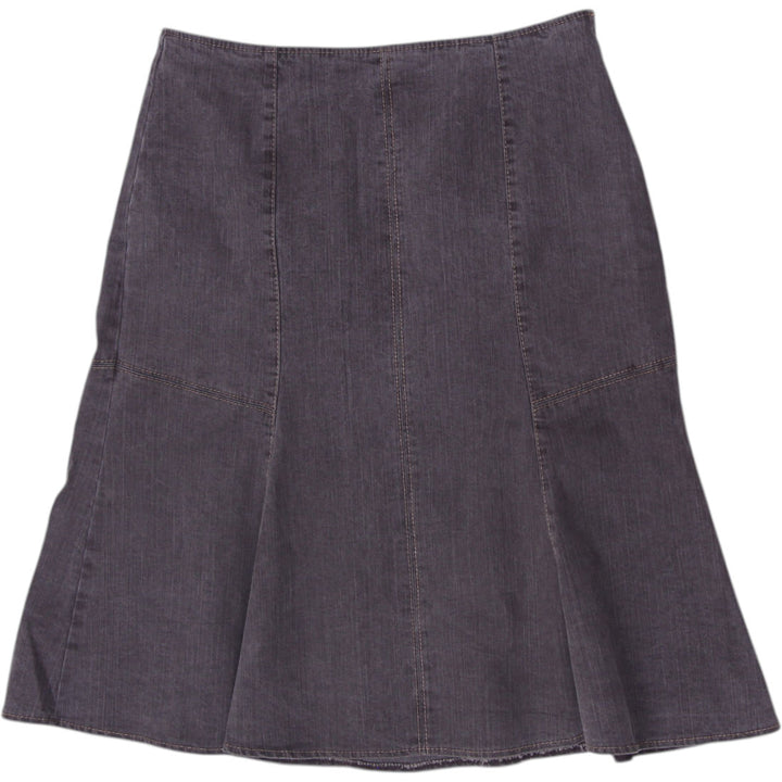 Y2K Ladies Tribal Jeans Paneled A-Line Stretch Denim Skirt Dark Grey Size 4