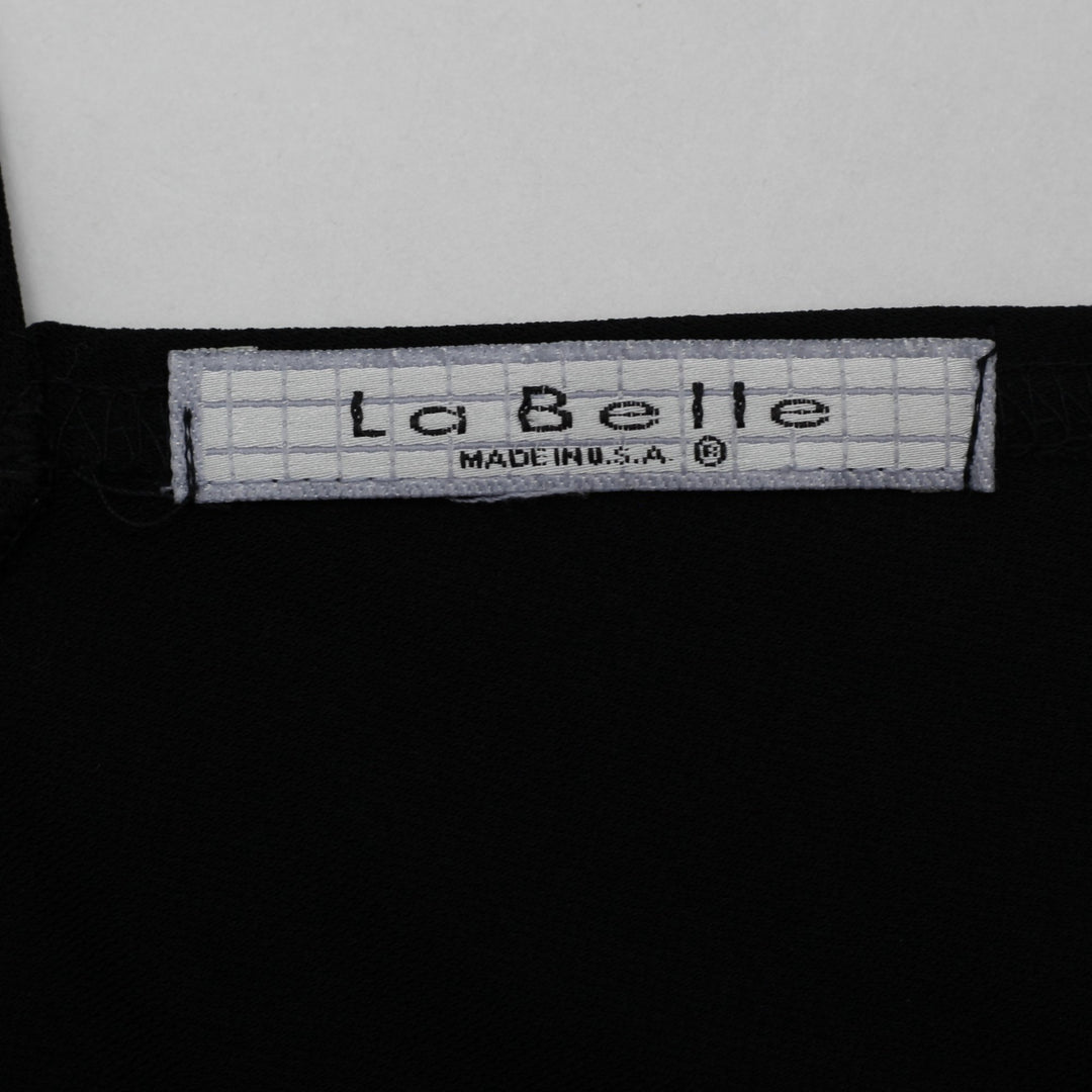 Vintage 1990s La Belle V-Neck Asymmetrical Pleated Hem Maxi Dress Made in USA