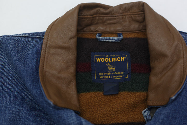 Vintage Woolrich Jean Jacket Womens Blanket Fleece Lined Denim Button Front