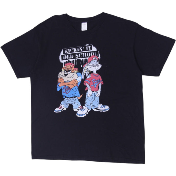 Mens Gildan Looney Tunes Bugs Bunny Taz Kickin It Old School T-Shirt Size XL