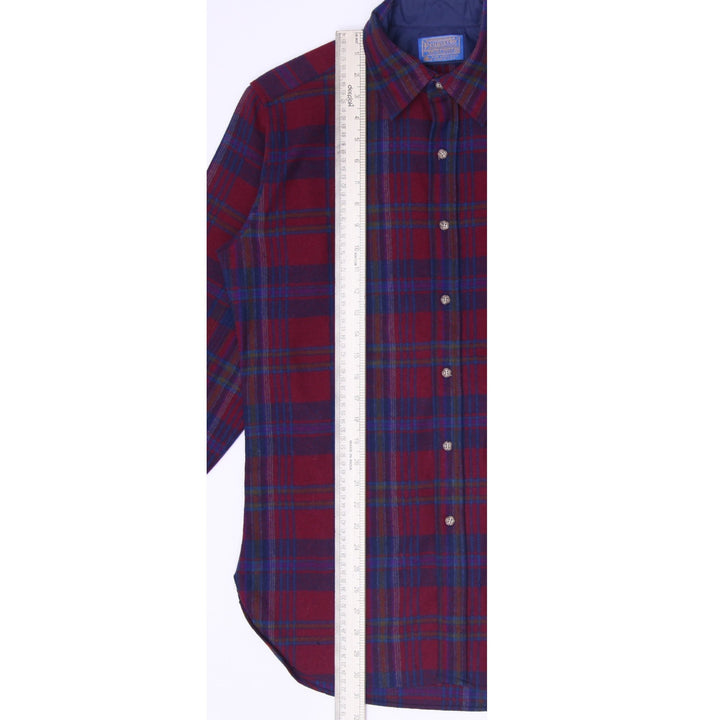 Vintage 70s Pendleton Virgin Wool Plaid Elbow Patch Shirt Medium USA