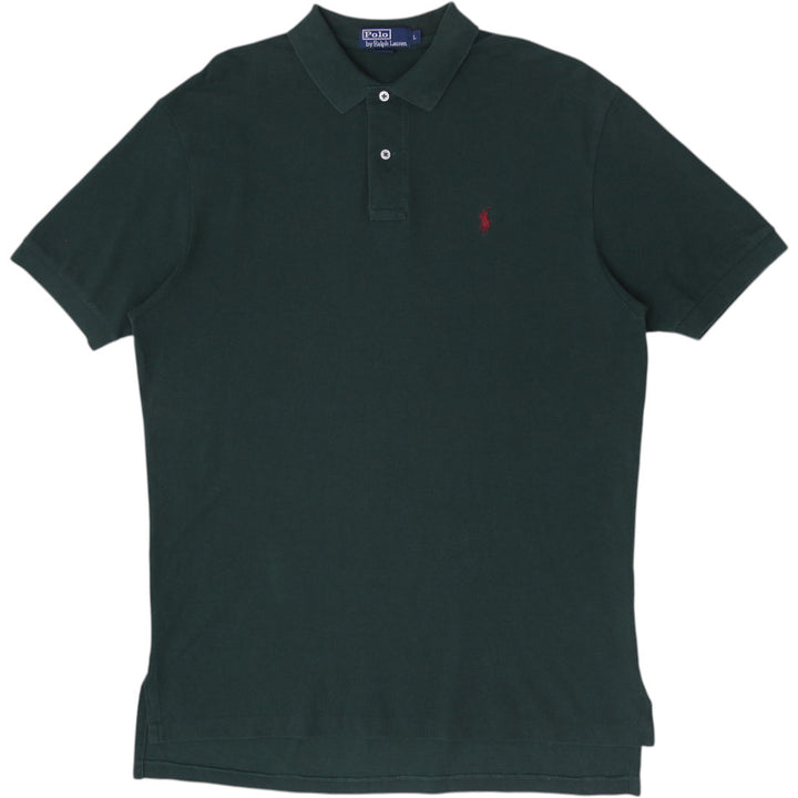 Mens Ralph Lauren Polo Green Embroidered Cotton Collar T-Shirt Size L