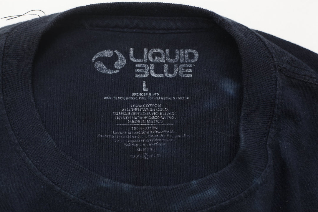 Mens 2005 Liquid Blue Pink Floyd "Dark Side Of The Moon" Tie-Dye Band T-Shirt L