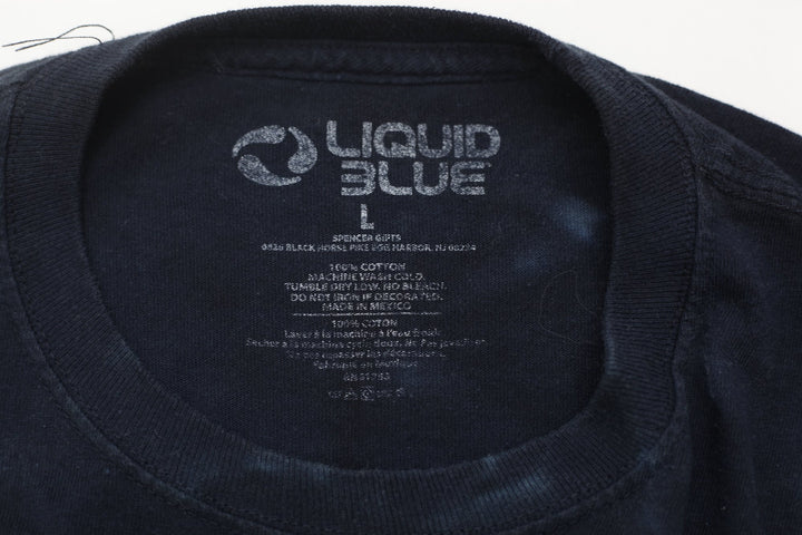 Mens 2005 Liquid Blue Pink Floyd "Dark Side Of The Moon" Tie-Dye Band T-Shirt L