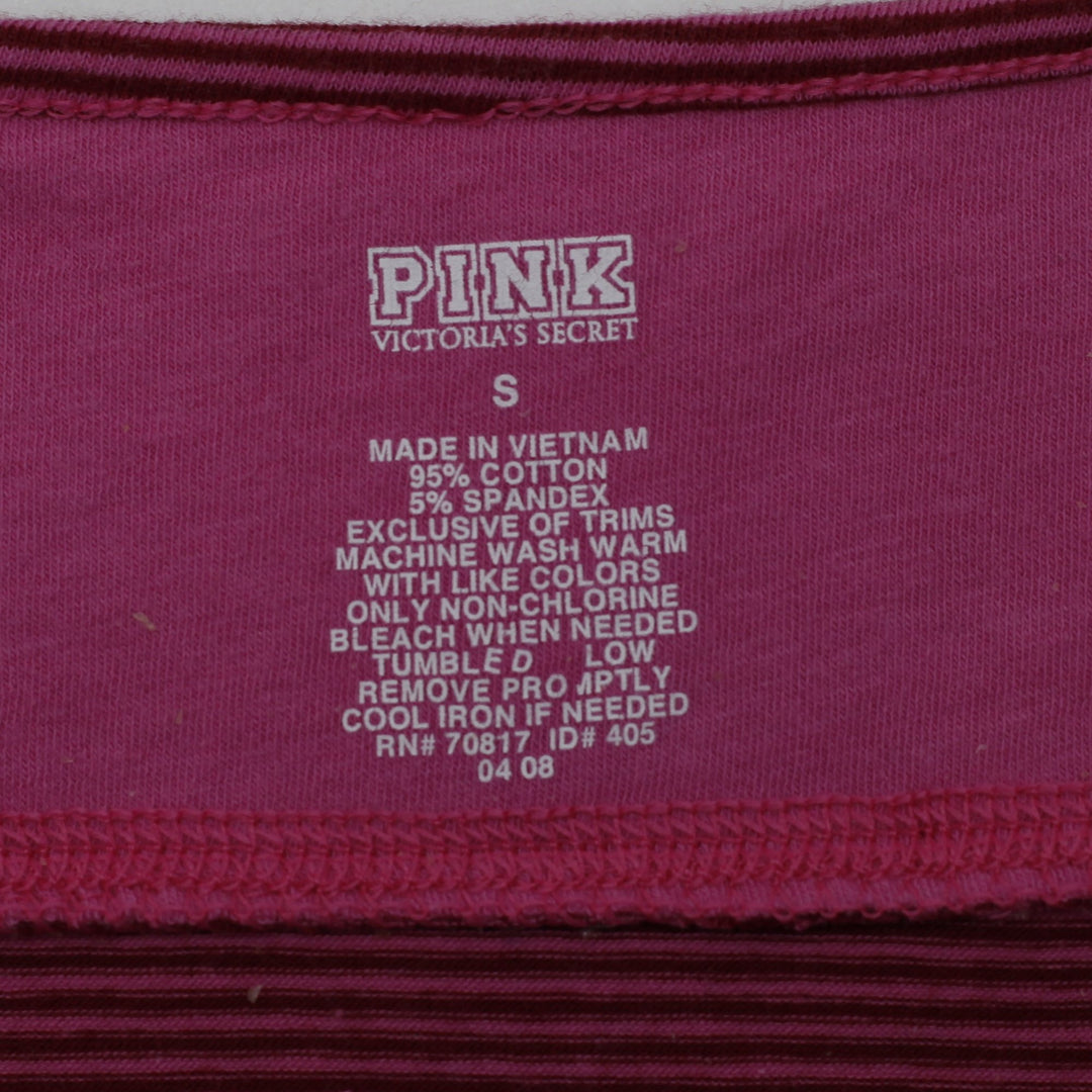 Y2K Ladies PINK Victoria's Secret Lace Trim Striped Cami Top Pink Size S