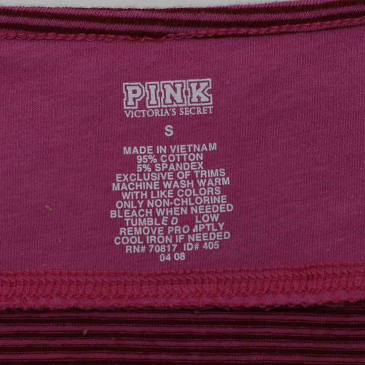 Y2K Ladies PINK Victoria's Secret Lace Trim Striped Cami Top Pink Size S