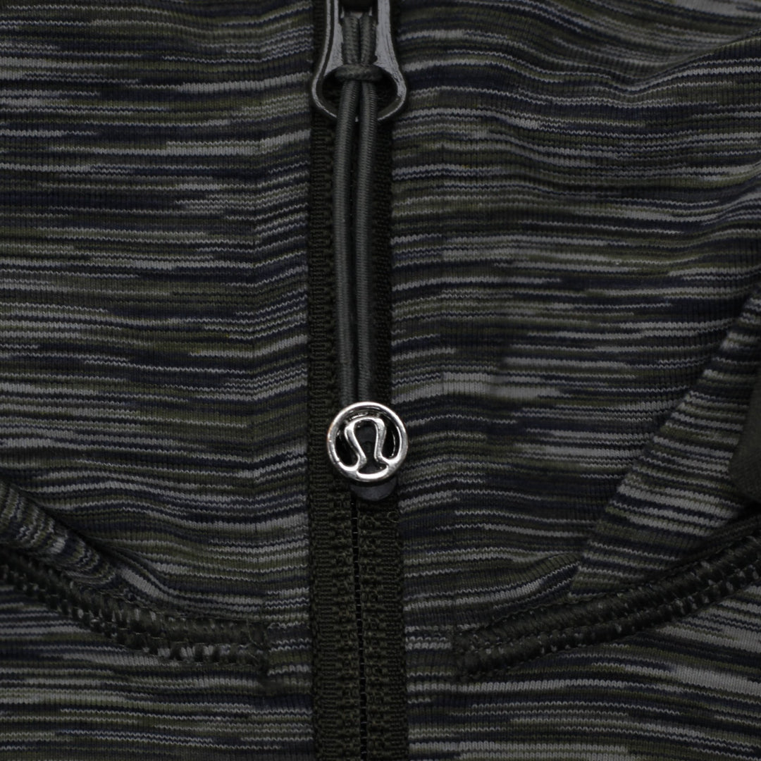 Ladies Lululemon Scuba Full Zip Hoodie in Space Dye Charcoal Gray Size 8
