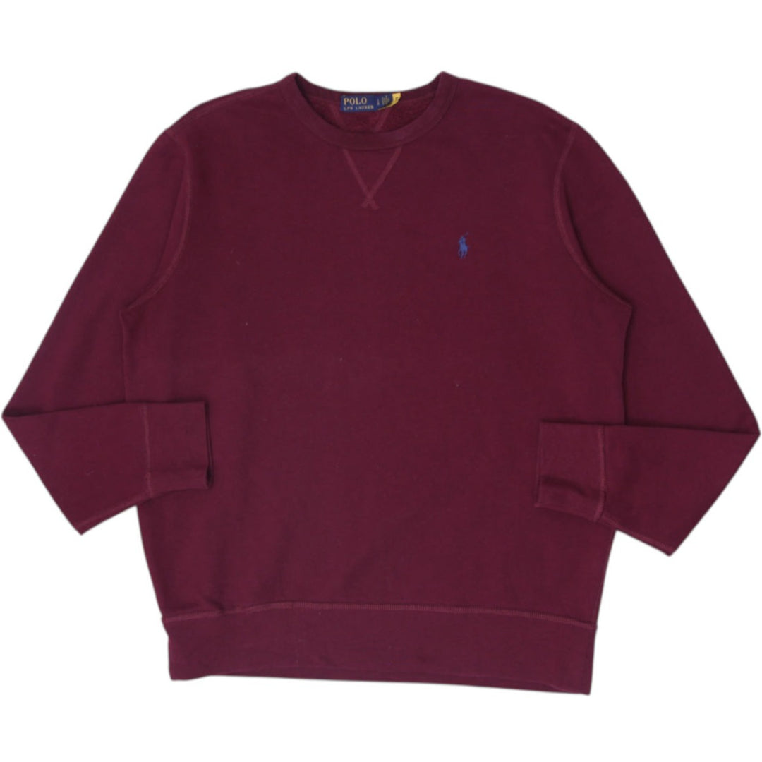 Mens Polo Ralph Lauren Crewneck Sweatshirt Burgundy Maroon Fleece Size L