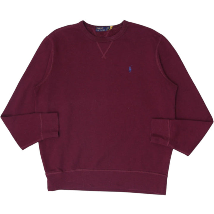 Mens Polo Ralph Lauren Crewneck Sweatshirt Burgundy Maroon Fleece Size L