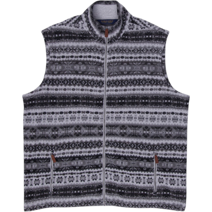 Mens Ralph Lauren Golf Gray Patterned Fleece Full Zip Vest Size XL | Migration_Vests | Fashion Rerun