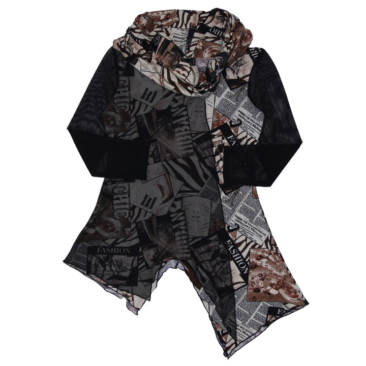 Y2K Ladies Collection RIO Cowl Neck Lace Sleeve Top