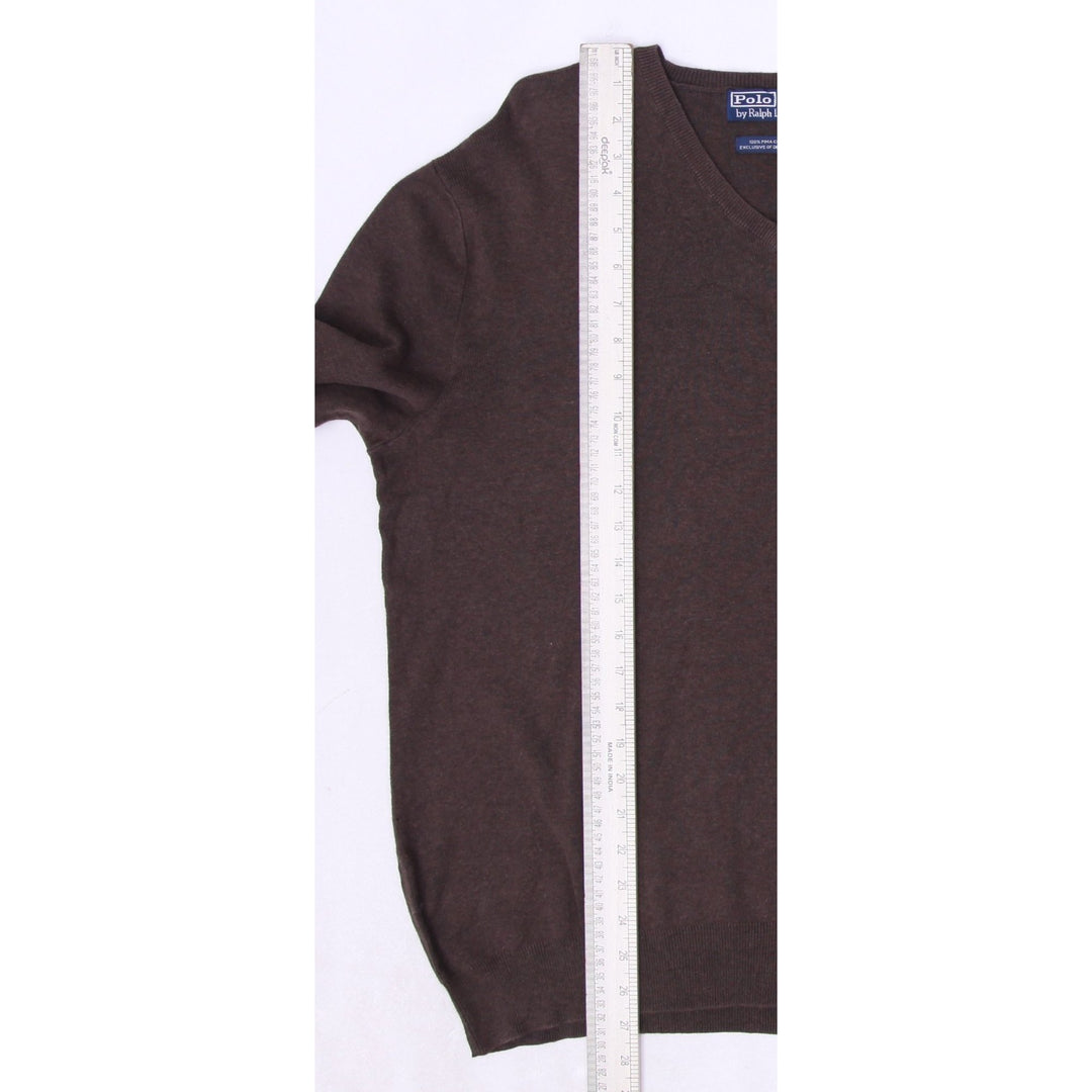 Vintage Mens Ralph Lauren Brown V-Neck Cotton Sweater Size L | Migration_Knitwear & Sweaters - View 7 | Fashion Rerun