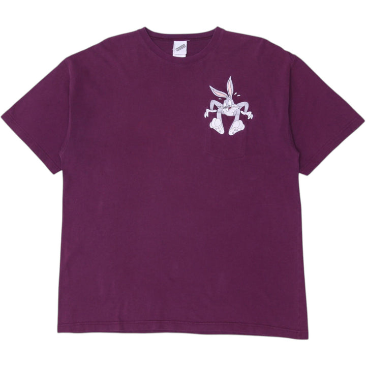 Vintage 1999 Maroon Embroidered Bugs Bunny Pocket T-Shirt XL | Migration_T-Shirt | Fashion Rerun