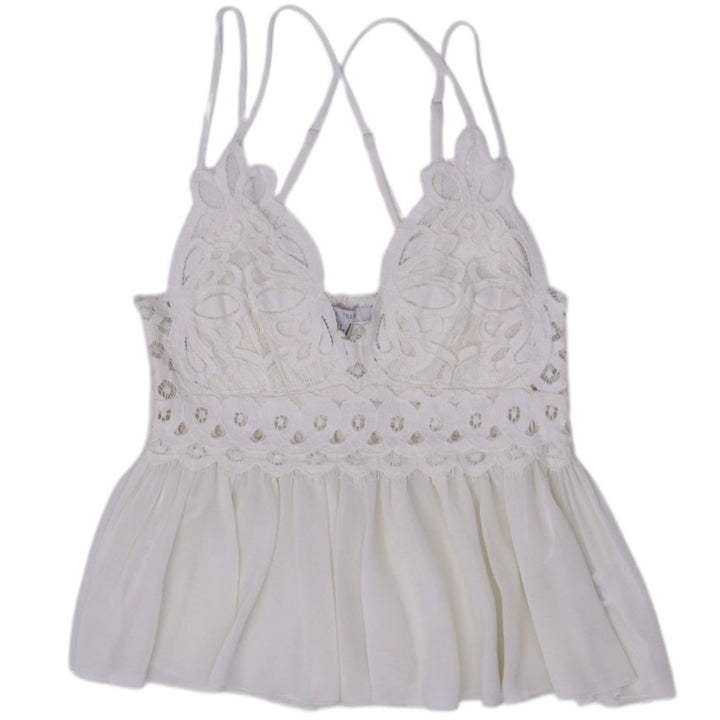 Y2K Ladies Love Tree Lace Bralette Ivory Delicate Crochet Detail Top