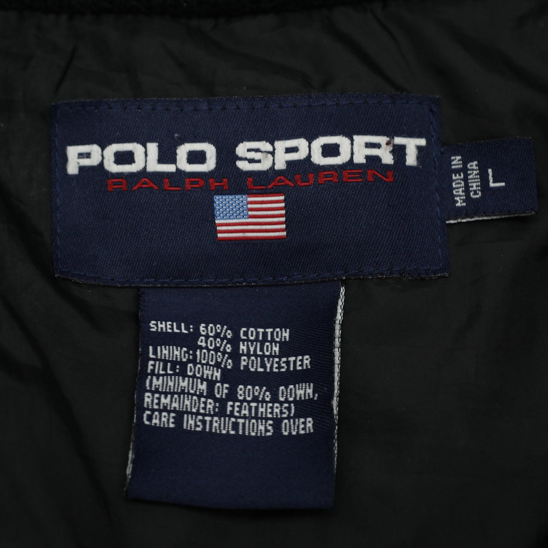 Vintage 90s Polo Sport Ralph Lauren Black Down Puffer Jacket Flag Logo