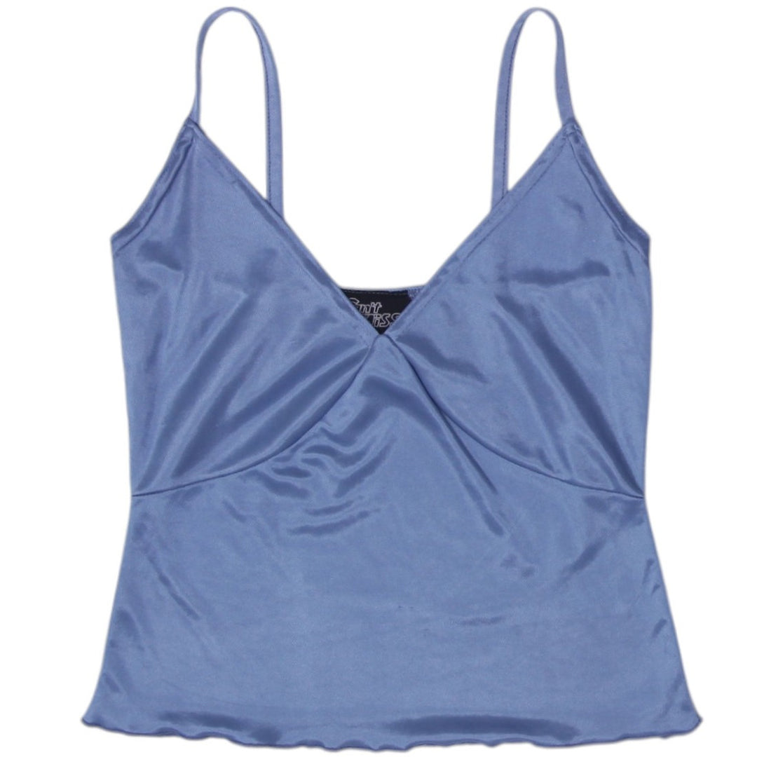 Y2K Ladies Cant Miss Camisole Blue Satin Strappy Top