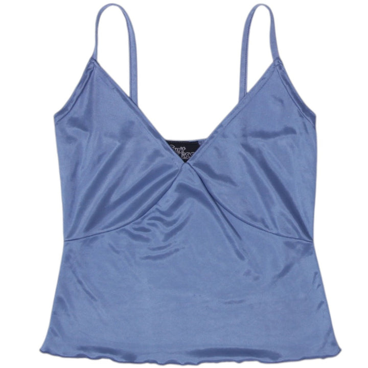 Y2K Ladies Cant Miss Camisole Blue Satin Strappy Top