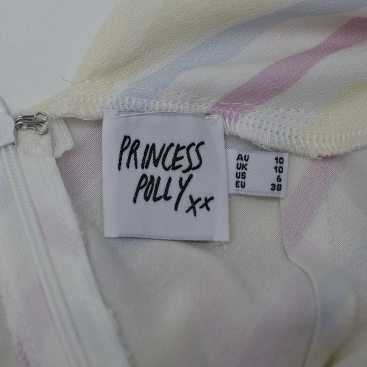 Y2K Ladies Princess Polly Pastel Striped Sleeveless Maxi Long Dress Size 10