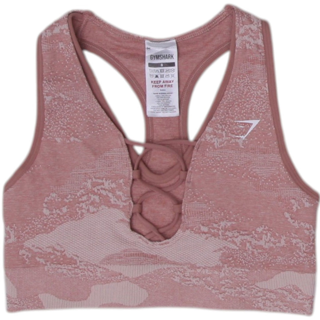 Ladies Gymshark Sports Bra Pink Seamless Breathable Athletic Size S