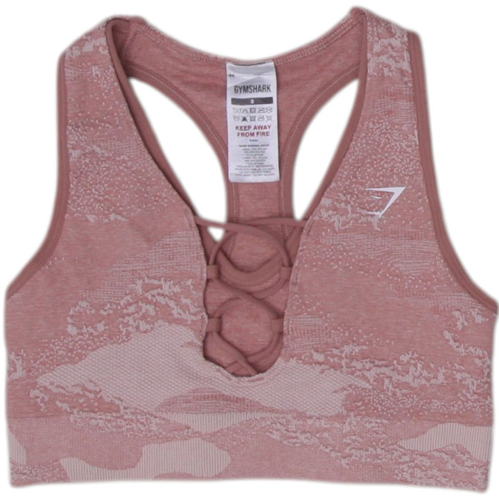 Ladies Gymshark Sports Bra Pink Seamless Breathable Athletic Size S