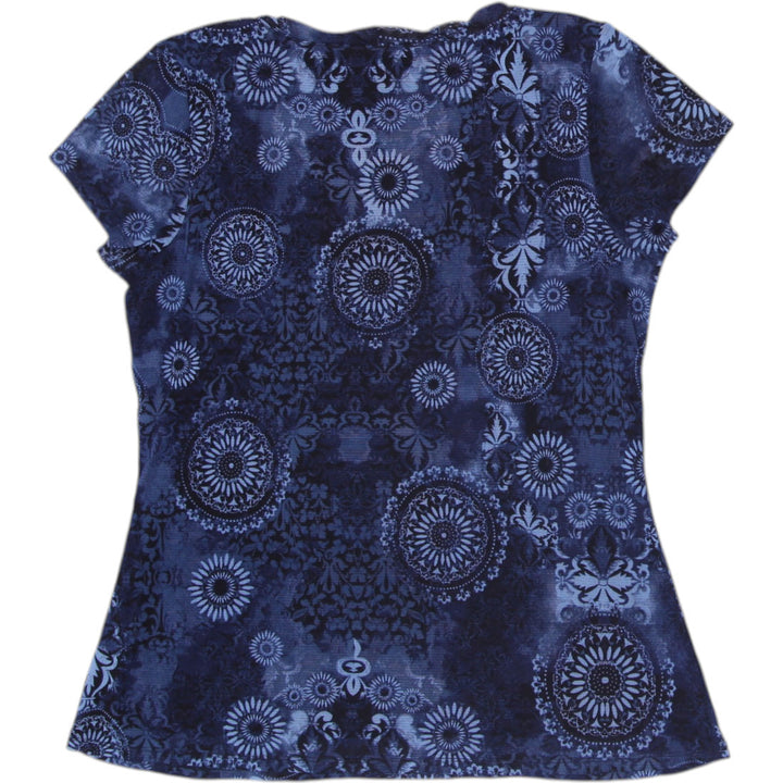 Y2K Ladies Axcess Axcess Liz Claiborne Blue Mandala Lined Mesh Top Size M