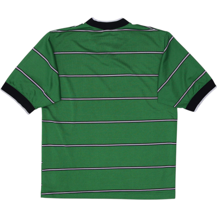 Vintage 90s Nike Green Striped V-Neck Jersey Shirt Size M | Migration_Jerseys - Side View | Fashion Rerun
