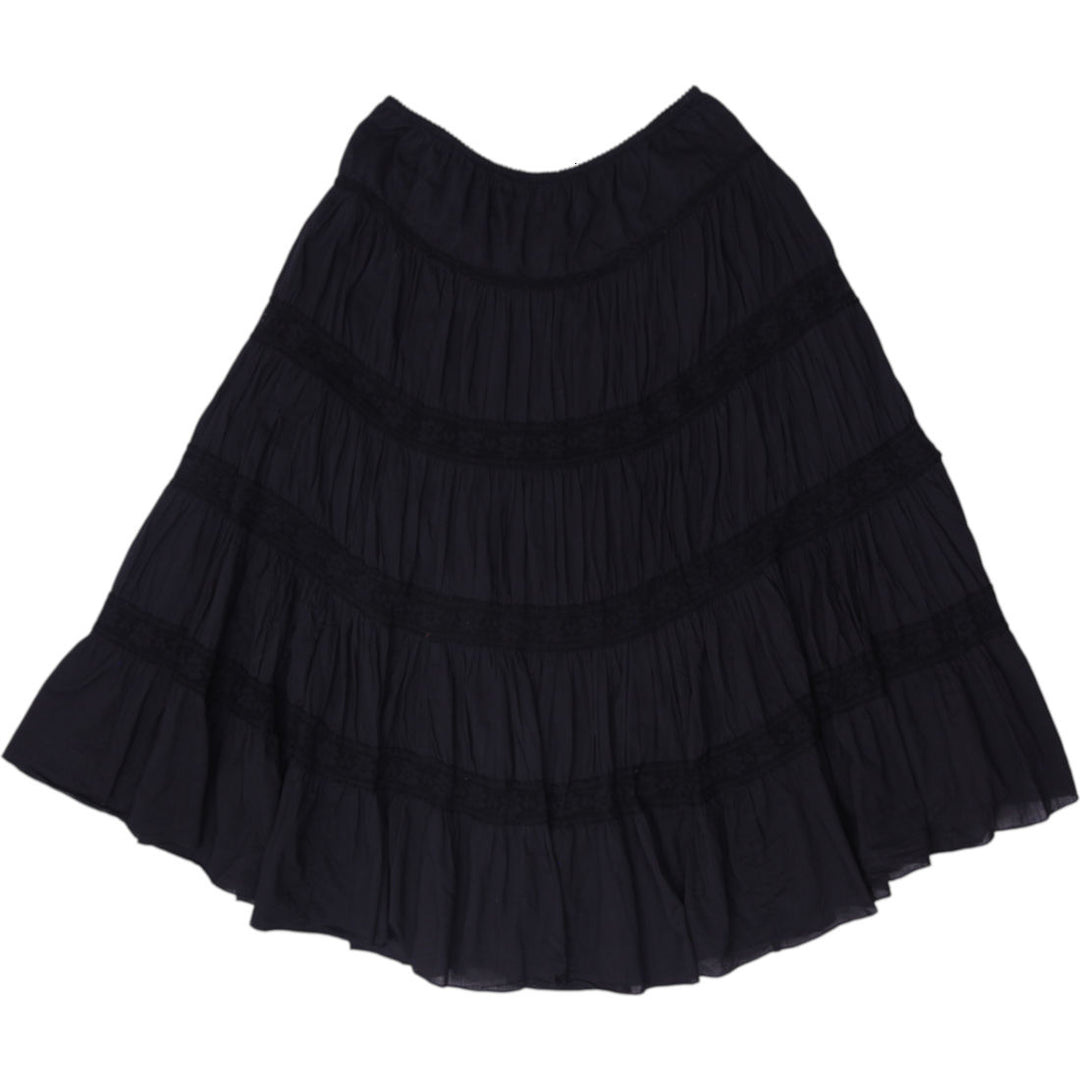 Y2K Ladies Mirage Tiered Lace Trim Prairie Midi Skirt Size L
