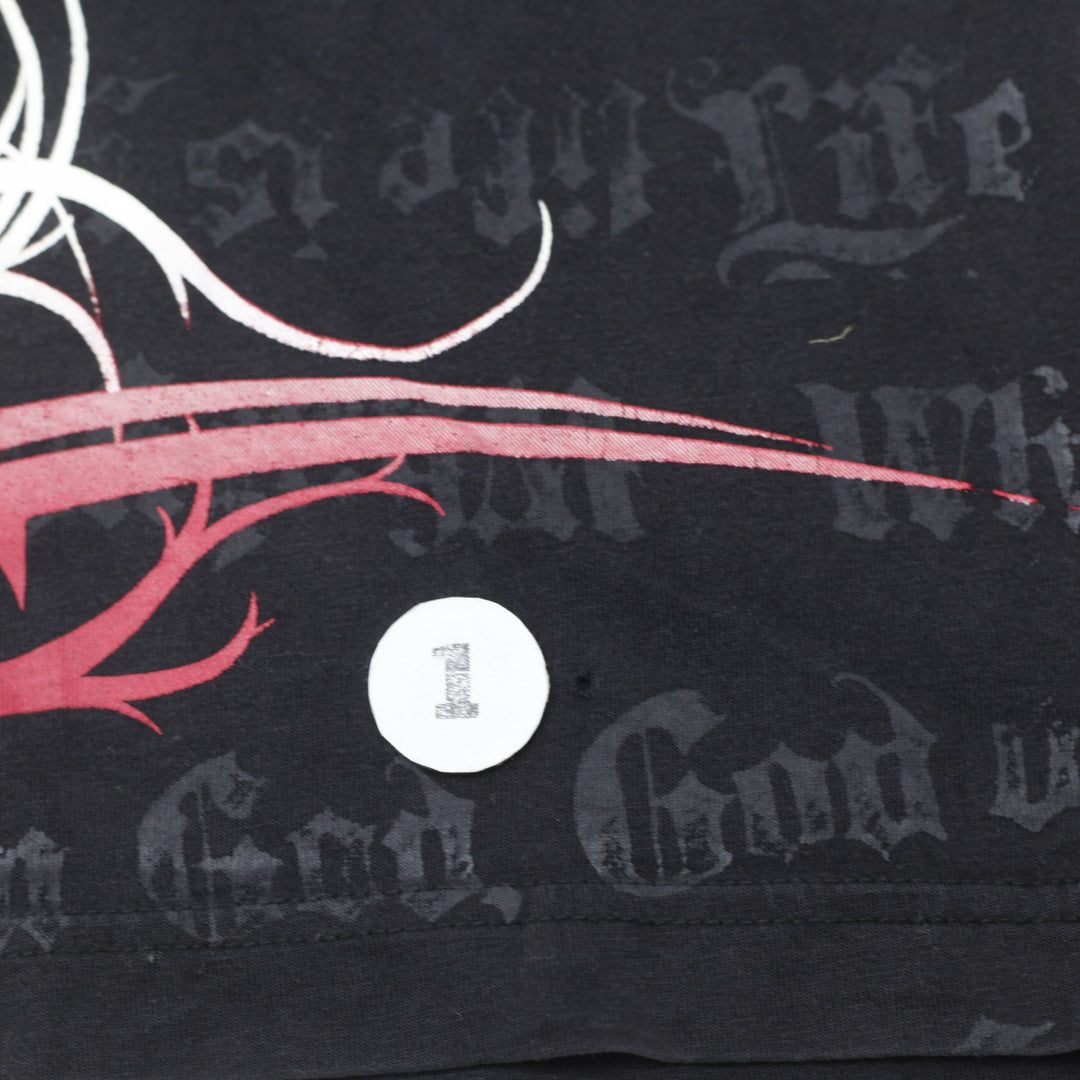 Y2K Mens Parasuco Denim Legend Graphic T-Shirt Cupid Angel Gothic Black Small