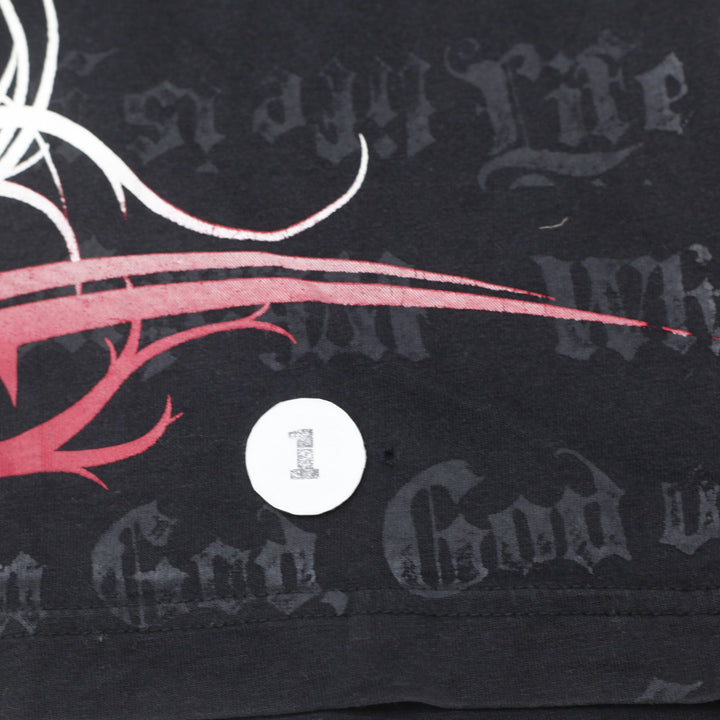 Y2K Mens Parasuco Denim Legend Graphic T-Shirt Cupid Angel Gothic Black Small