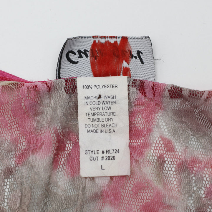 Y2K Ladies Cute Girl Tie Dye Sleeveless V-Neck Mesh Top Mae in USA Size L
