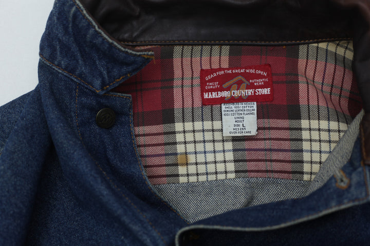 Vintage Marlboro Country Store Leather Collar Denim Jacket - Fashion Rerun Vintage Migration_Jacket
