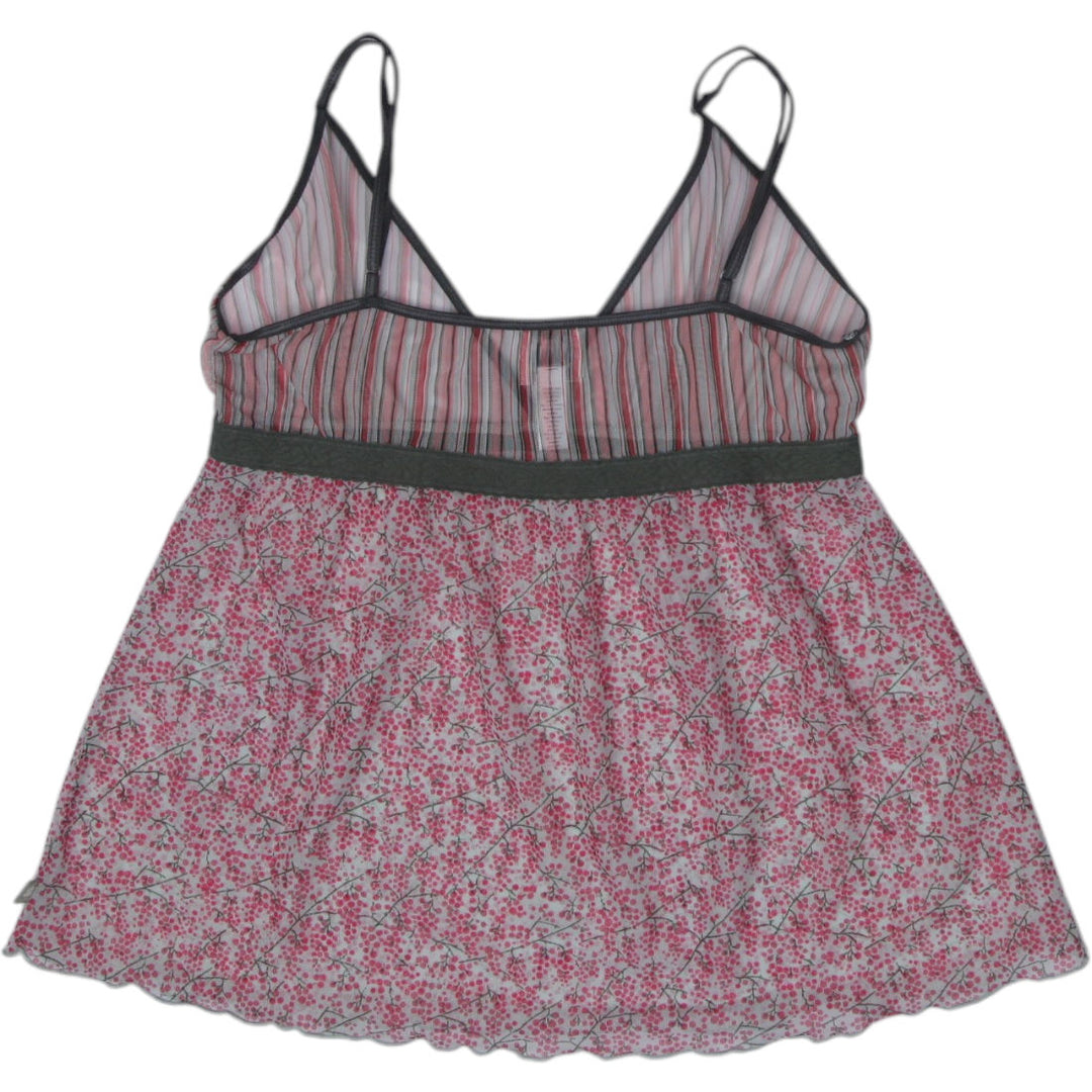 Y2K Ladies Lucky Brand Camisole Floral Mesh Top Size M