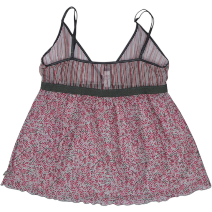 Y2K Ladies Lucky Brand Camisole Floral Mesh Top Size M