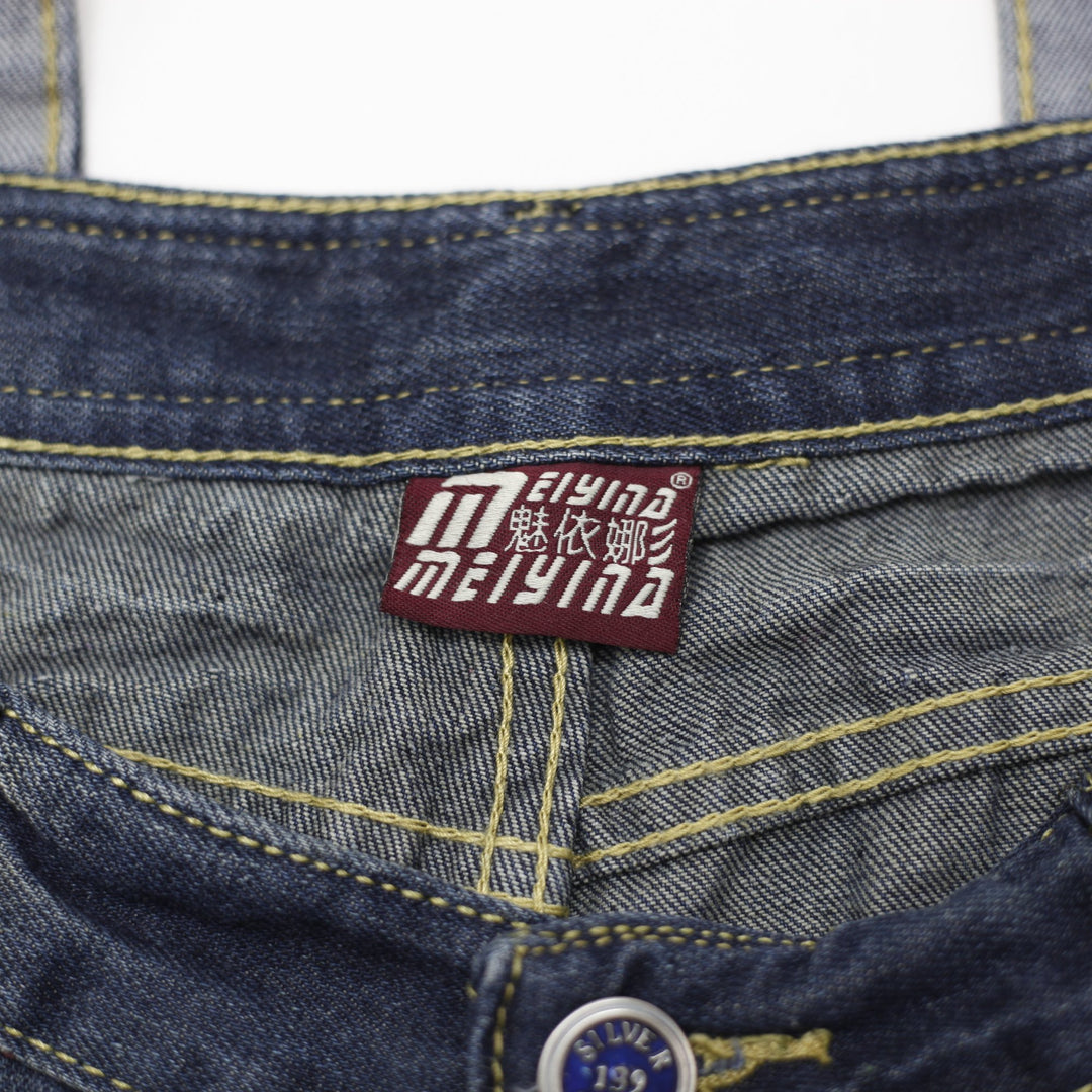 Y2K Ladies Meiyina Suspender Denim Shorts Size 30