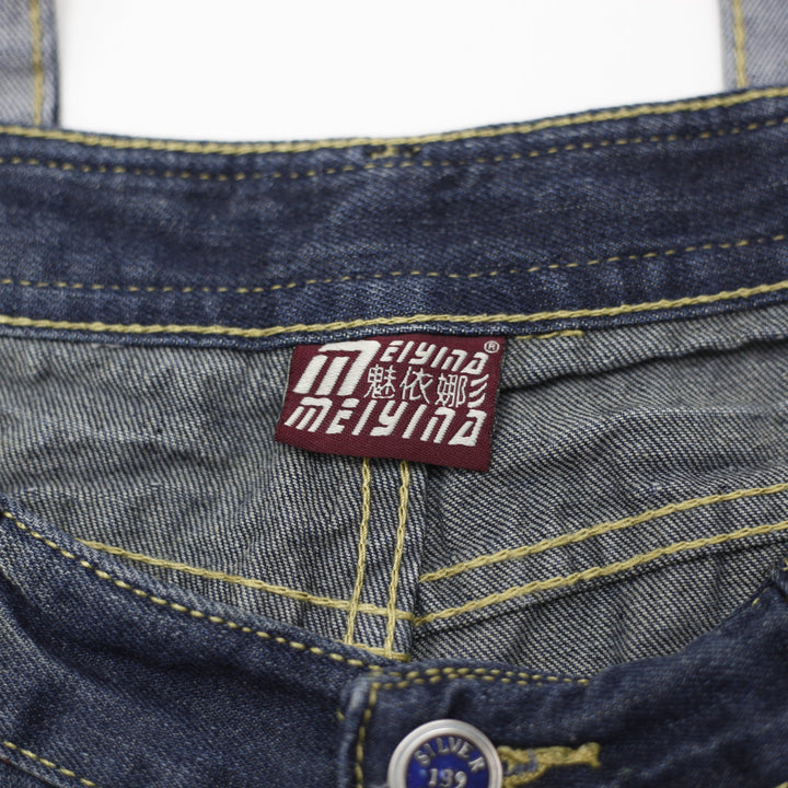 Y2K Ladies Meiyina Suspender Denim Shorts Size 30