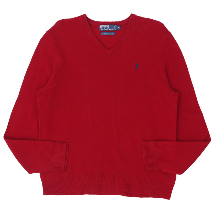 Vintage Polo Ralph Lauren 100% Lambswool V-Neck Sweater Red - Fashion Rerun Vintage Migration_Sweaters