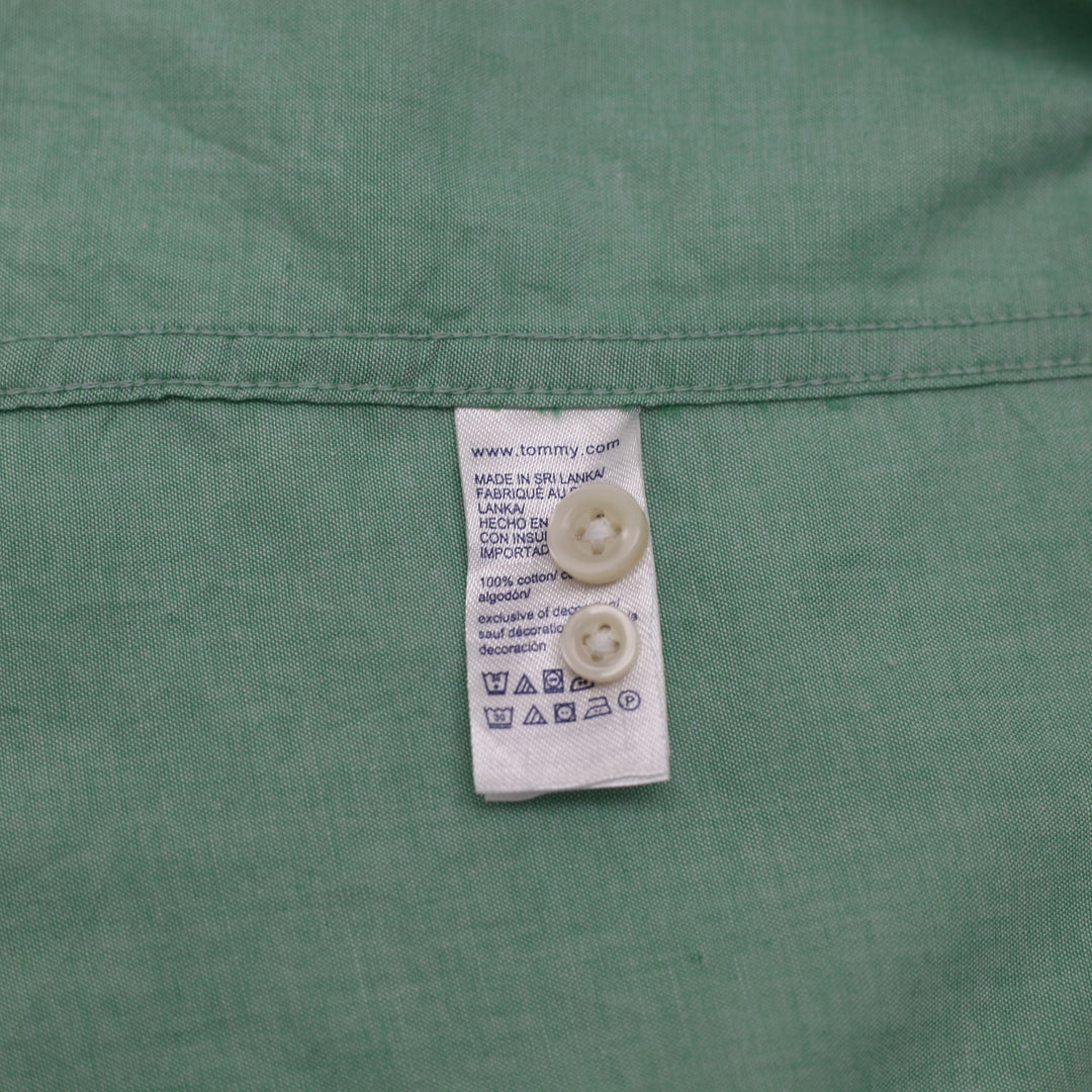 Mens Tommy Hilfiger Custom Fit Shirt Mint Green Casual Button-Up Size L