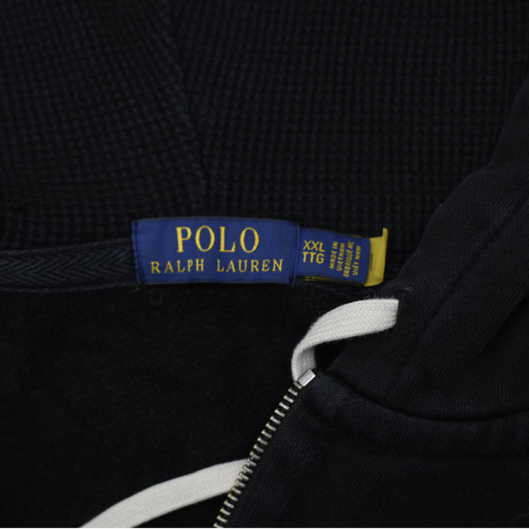 Retro Mens Polo Ralph Lauren Hoodie Black Full Zip Red Logo | Migration_Hoodies - Back View | Fashion Rerun
