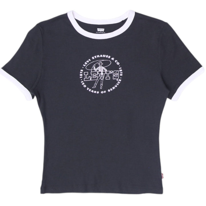 Y2K Ladies Levis Vintage-Style Ringer Baby Tee Size M
