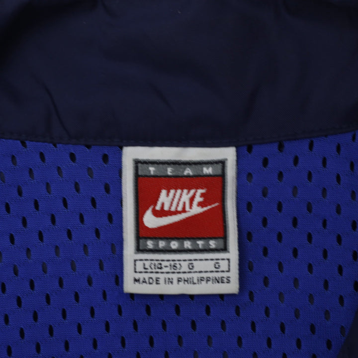 Vintage Youth Boys Nike Windbreaker Jacket Blue Yellow Piping Sportswear L | Migration_Jackets - Back View | Fashion Rerun